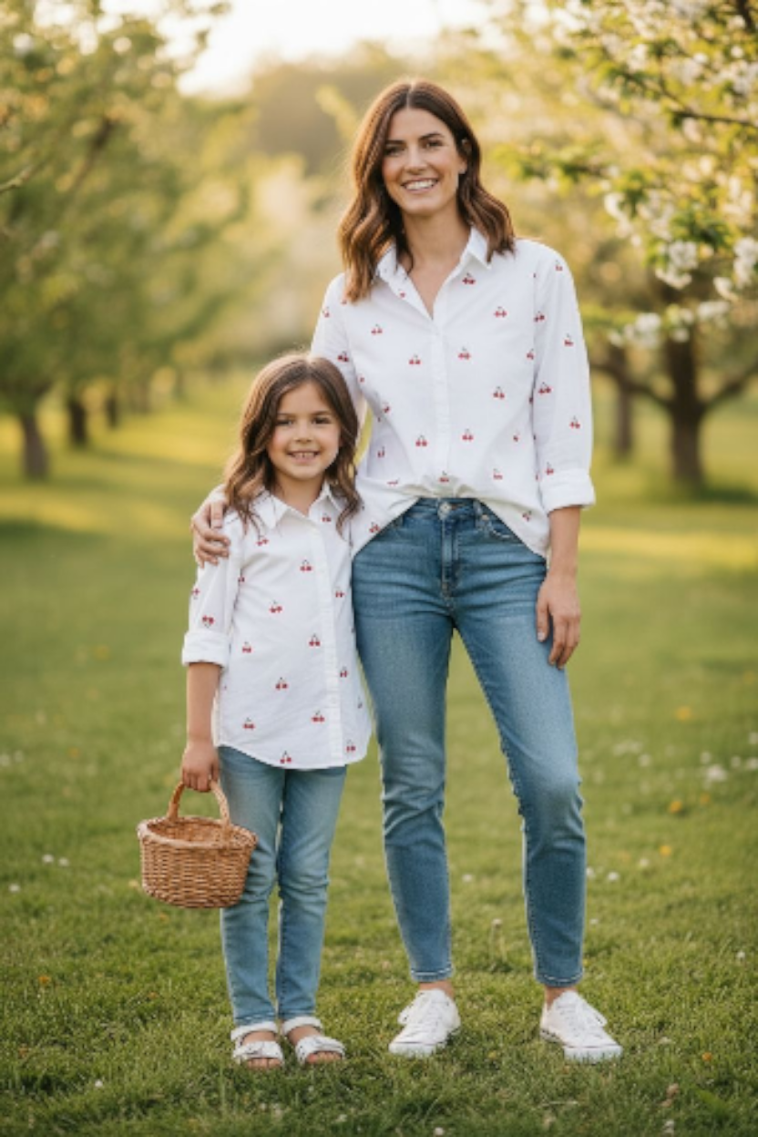 Chemise imprimé cerise femme