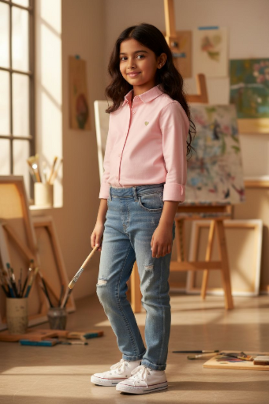 Chemise rose uni enfant