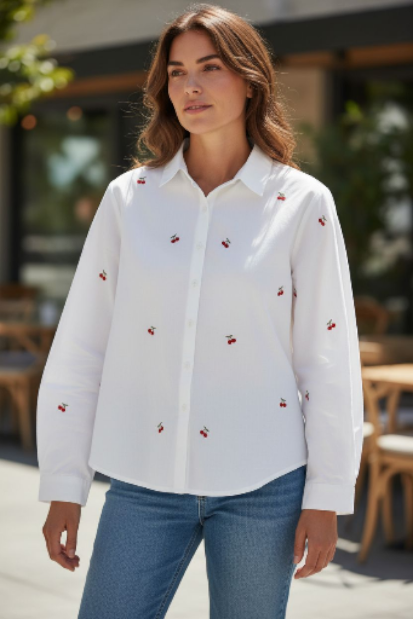 Chemise imprimé cerise femme