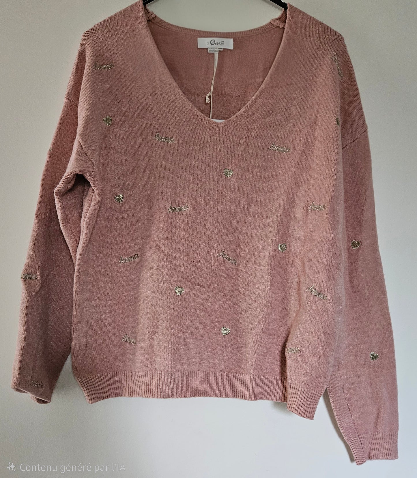 Pull maille rose femme